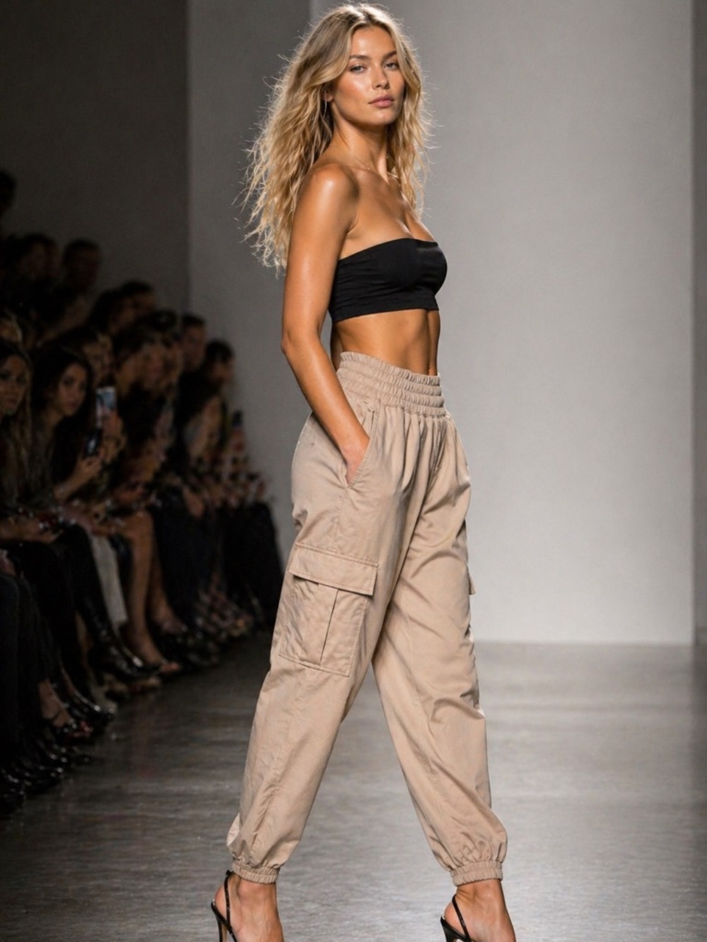 Be Cool Taupe Cargo Jogger Pants – XS | High Waist Street Style